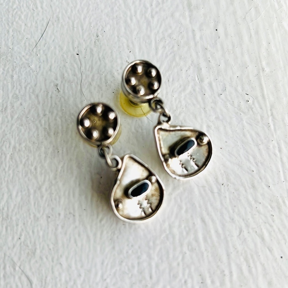 Vintage Sterling Soft Geometric Earrings